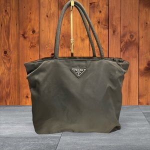 Prada Nylon Tessuto Tote Bag Olive Green/Black COA Included Authentic